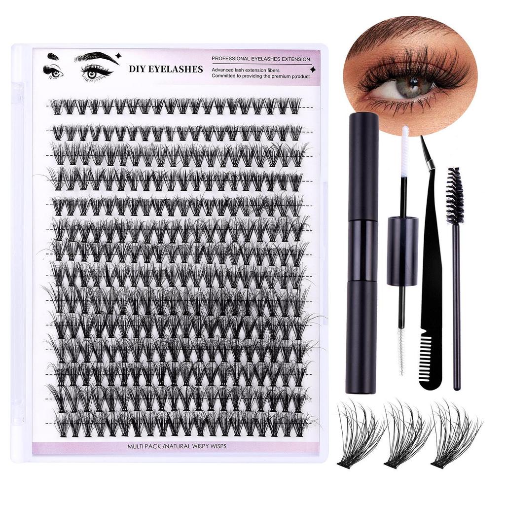 European & American Style Natural Fluffy False Eyelash Set, Single Cluster, Large Capacity Eyelash Extensions