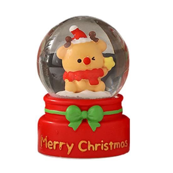 4.5/6.5CM Christmas Glowing Faux Crystal Ball Ornament LED Light-up Santa Claus Figurine Inside Clear Sphere Holiday Party Office Desktop Decoration