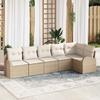 Garden Sofa Set with Cushions 6 Pcs Beige and White Poly Rattan