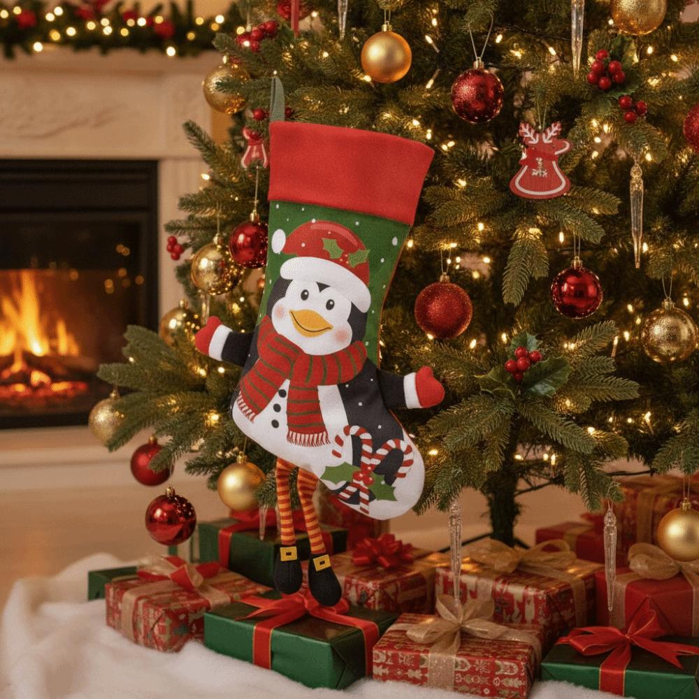 Cartoon Large Christmas Stockings Cute Christmas Tree Ornaments Candy Gift Bags  Xmas Tree Pendants