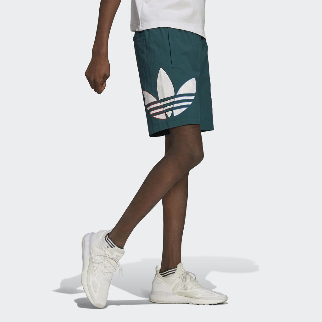 Adidas Originals Trefoil Tricolor Short Logo Print Quick-Dry Training Shorts Men Bottoms Green H09358