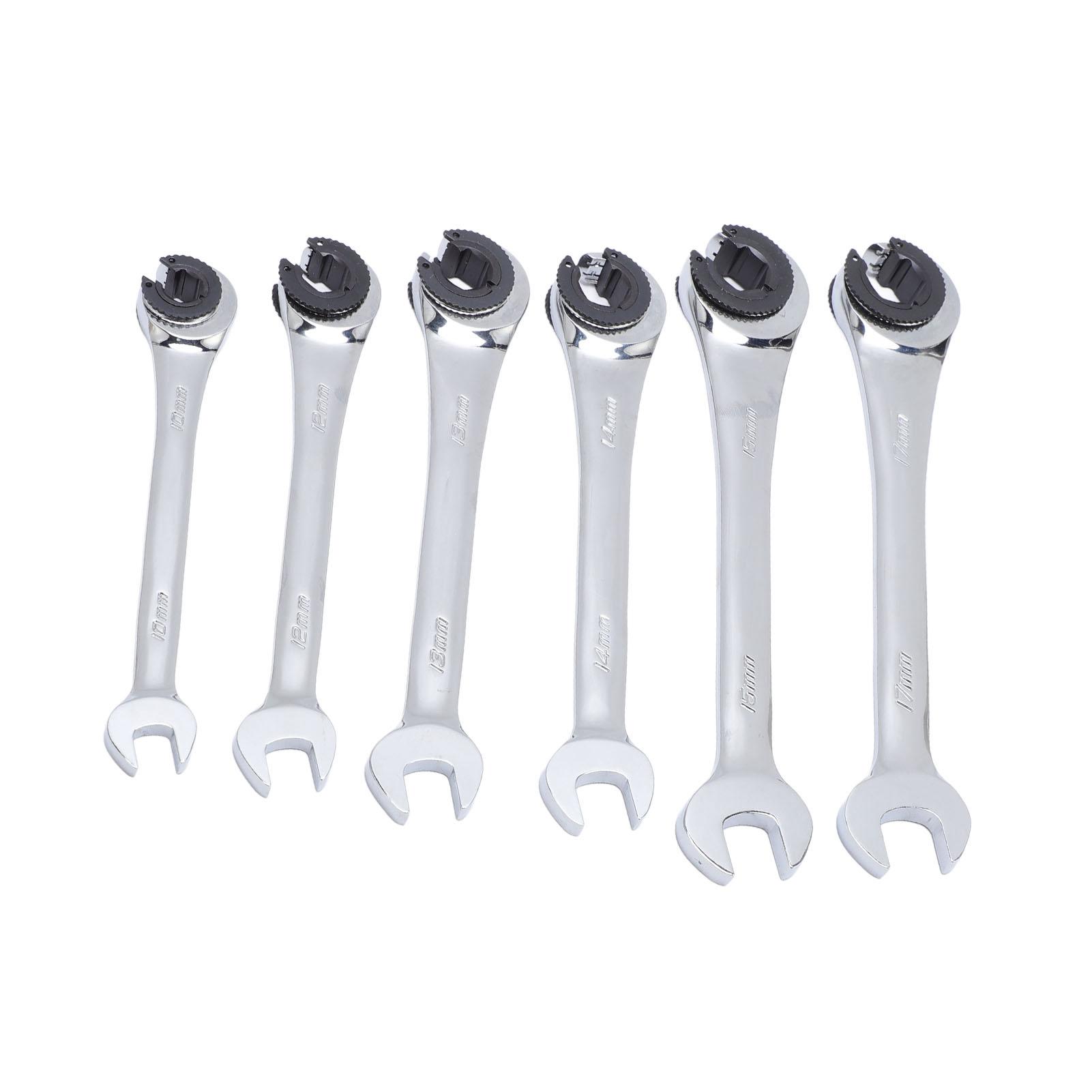 

6 шт. Накидные ключи с открытым храповым механизмом Набор ключей для штуцерных гаек для топливных, тормозных и кондиционерных магистралей 10 мм 12 мм