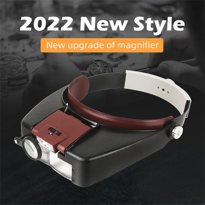 

Микроскоп Светодиодный свет 10x Шлем Стиль увеличительное стекло оголовье лупа стекло с лампой для