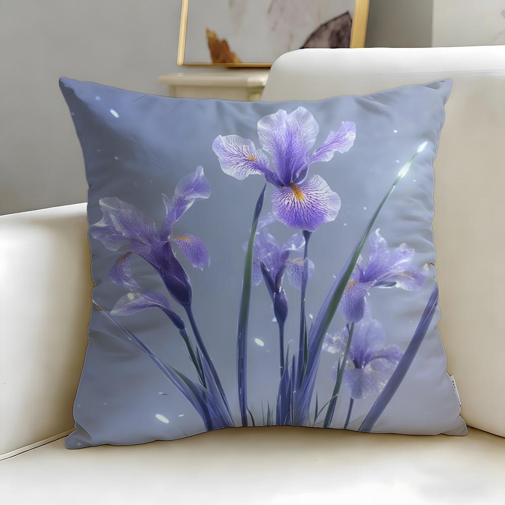 classic theme Iris Cushion Cover Soft & Easy-Wash Pillow Case – Versatile for Couch, Bed, Travel and Office