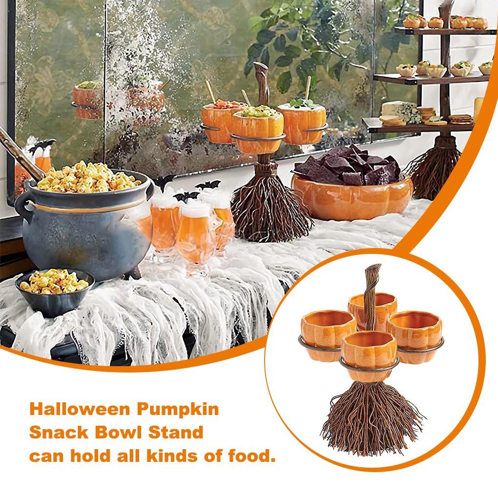 Snack Bowl Stand Halloween Pumpkin Halloween Pumpkin Shaped Shaped Bowl Candies Cookies Biscuits Basket Dessert Display Towel