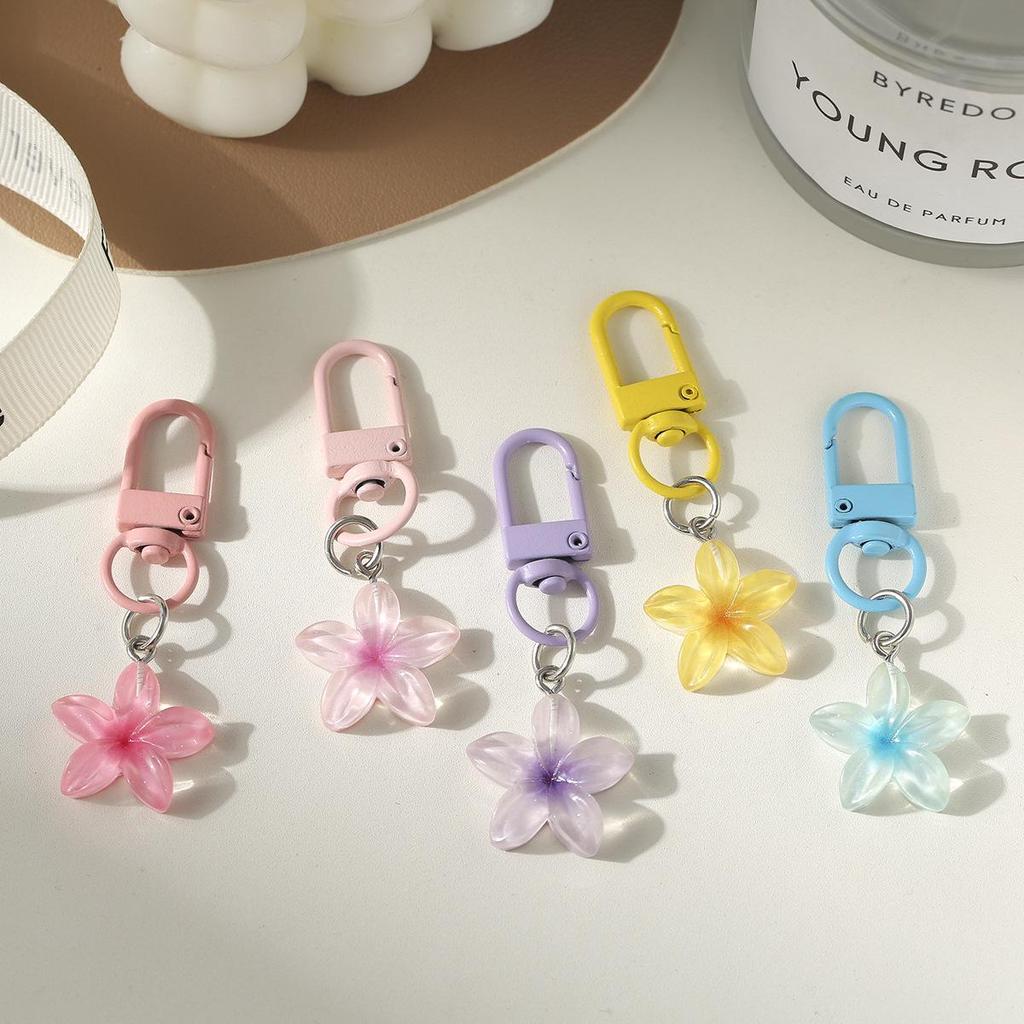 Colorful Translucent Small Flower Heart Keychain Pendant Decoration