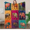 Manta Patchwork Elefante Bohemio Multicolor Ligera para Todas las Estaciones, Manta para Sofá Cama, Decoración del Hogar, Camping y Regalos