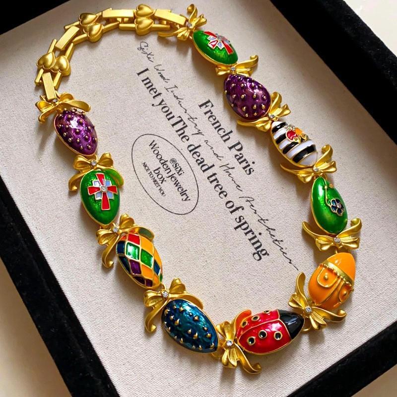Acrylic Oval Diamond Ring Bracelet Earrings Necklace Accessories Women's Clavicle Chain Versatile Necklace