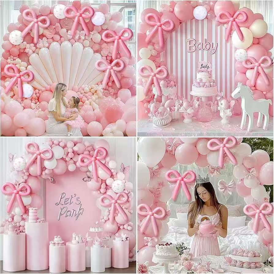 Pink Balloon Chain Set Pink Sequin Balloon Birthday Party Decoration Wedding