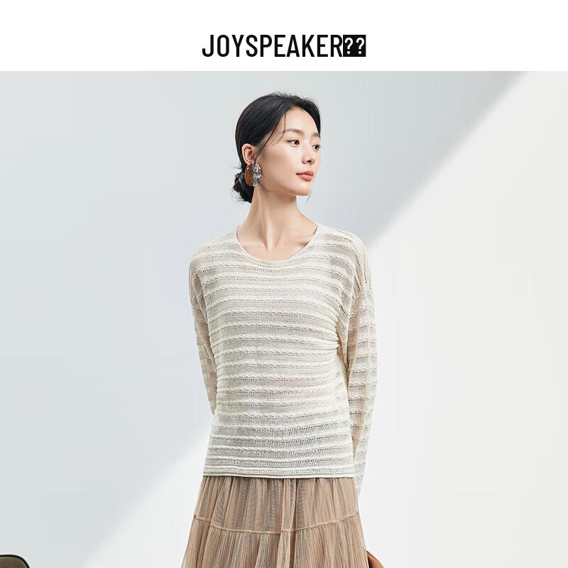 JOY SPEAKER Women's Round Neck Cutout Knit Sweater