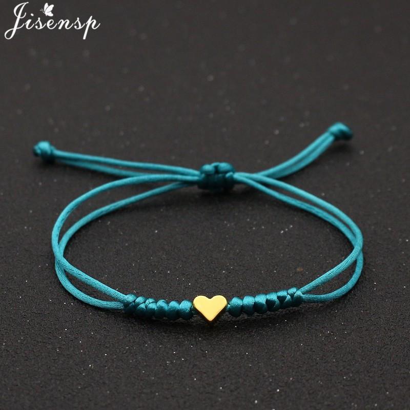 Multicolor Rope Lucky Heart Bracelets Women Men Charm Woven Handmade Bangles Braided Adjustable Buddhism Jewelry Pulseras