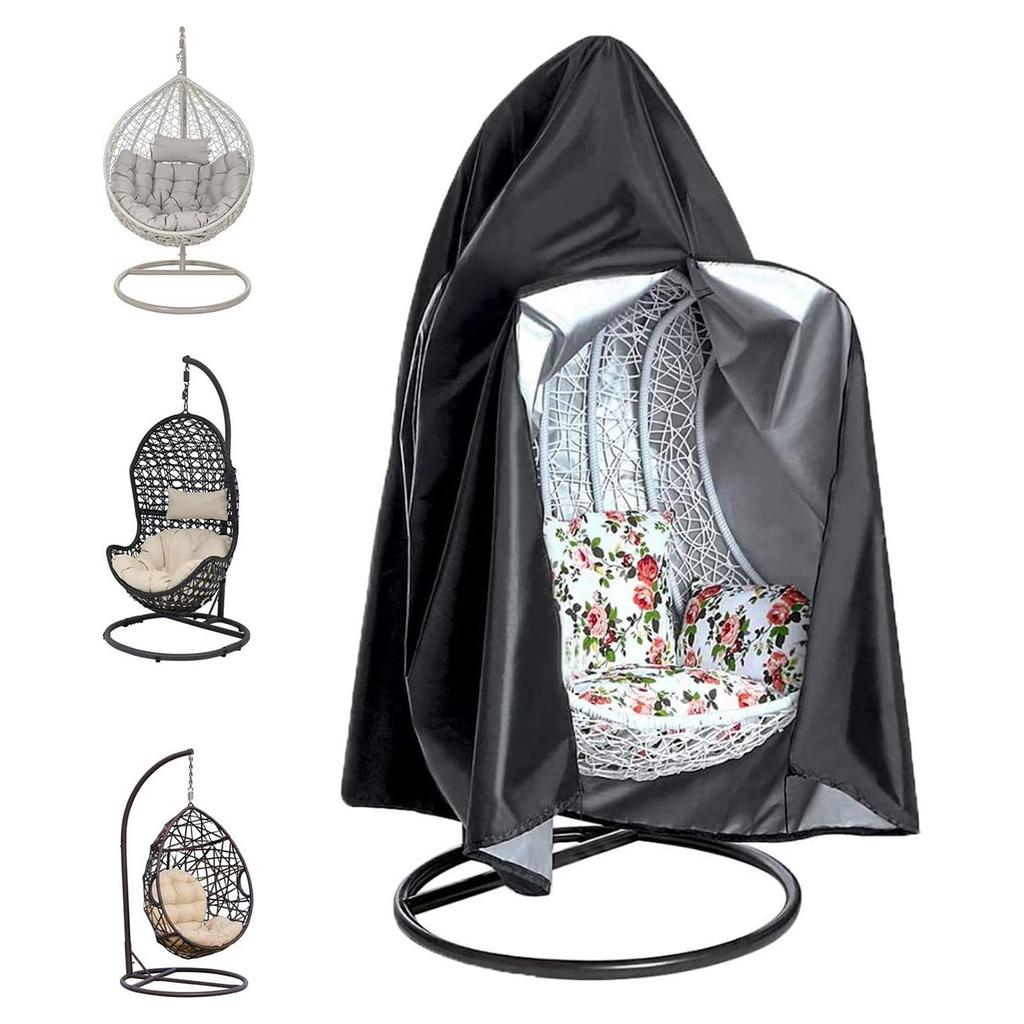 Cover for Garden And Patio Hanging Chairs, Black, with Zipper, Windproof, Dustproof, 210D Oxford ,