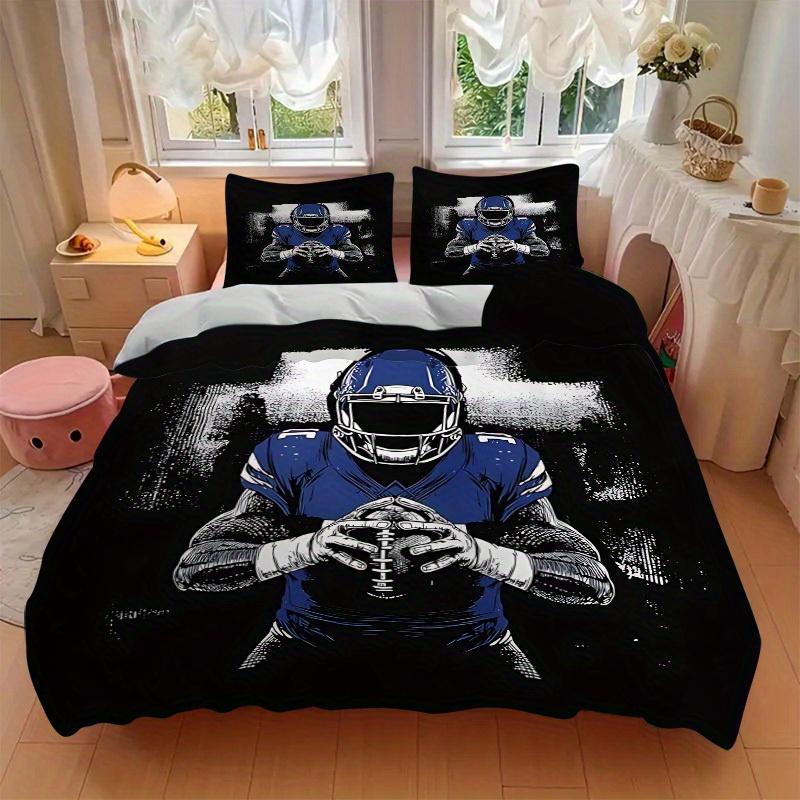 3pcs set Football Player 1 Quilt Cover + 2 Pillowcases, All Seasons Bedroom Setting, Perfect for Home and Dorm Decor a167