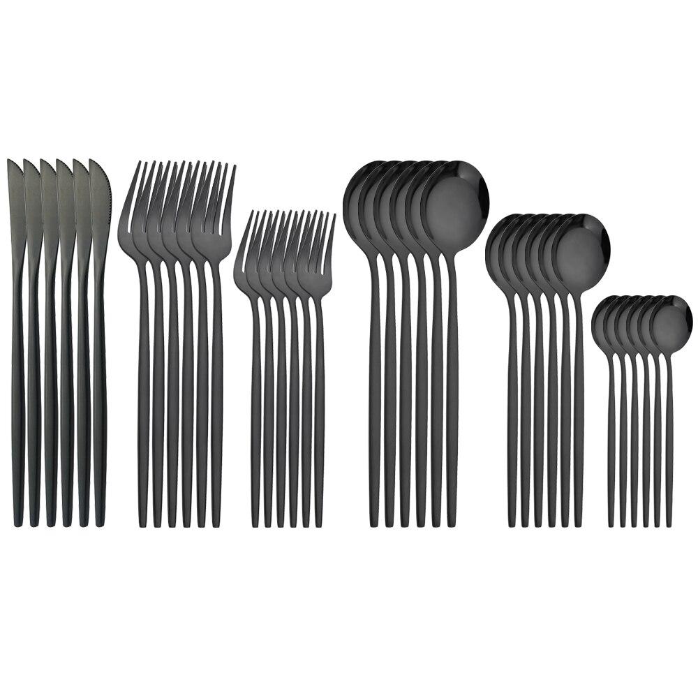 36Pcs Pink Gold Dinnerware Cutlery Set Western Knife Dessert Forks Spoon Flatware Stainless Steel Silverware Kitchen Tableware