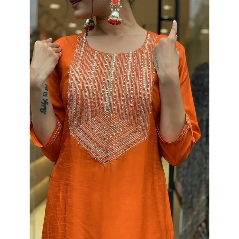 Indian Silk Blend Salwar Kameez Bollywood Wedding Wear Kurta Pant Dupatta Set