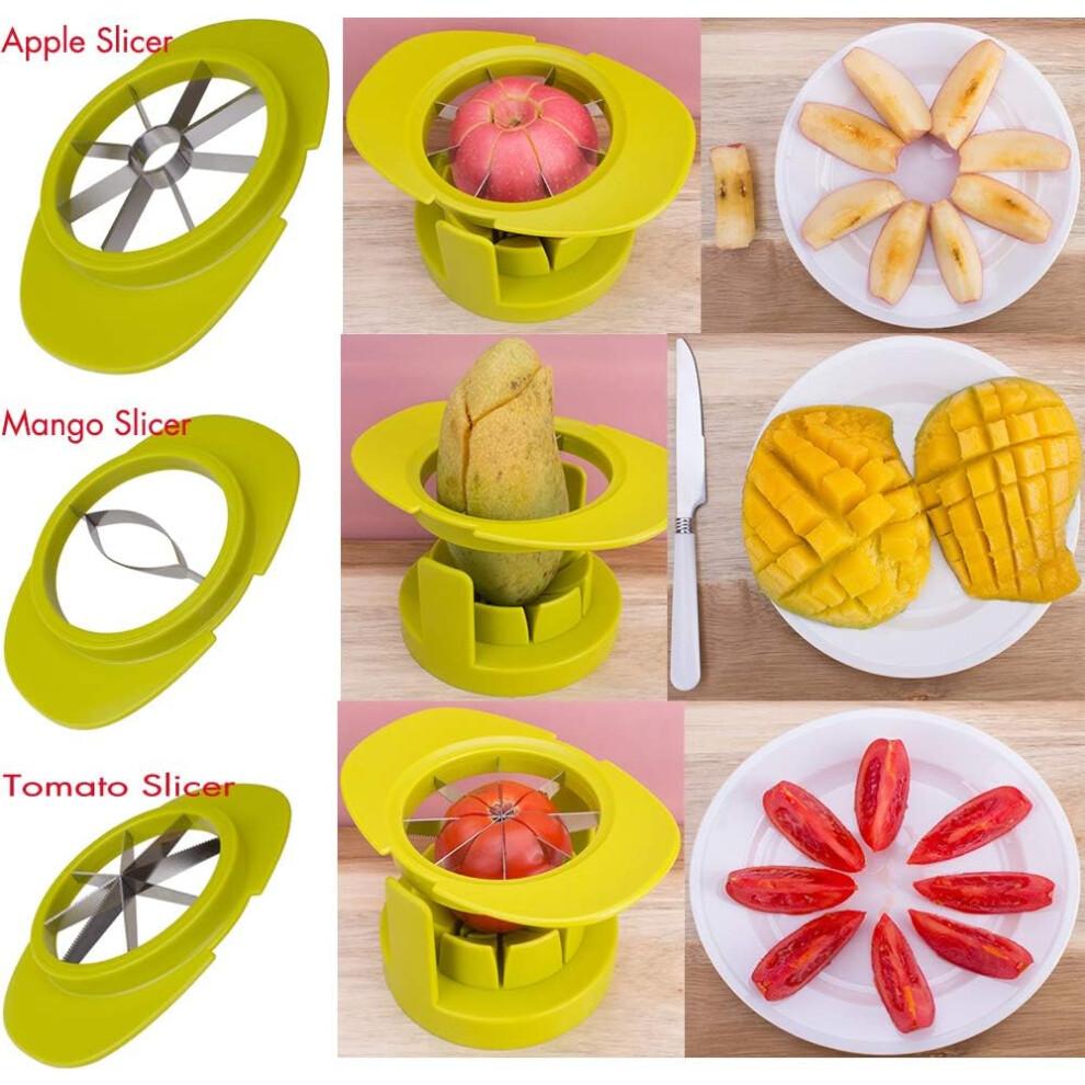 Kitchen Hero, Stainless Steel Heavy Duty Fruit Slicer For Apples, Pears, Mangoes, Tomatoes And More, Featuring Safety Cover And Dishwasher Safe