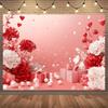 2D Pink Valentine Background, Red White Flowers & Gift Boxes Backdrop