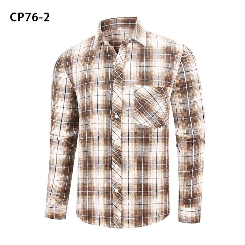 Men Casual Plaid Long Sleeve Flannel Shirt Loose Large Size Pocket Mens Outerwear