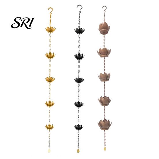 Heavy Duty Rain Chain Outdoor Lotus Metal Garden Hanging Easy to Hang Catcher Cups Outside Gutters Downspouts Replacement Decorative Iron