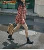 2024 Spring/Summer Red Plaid Women's Slim-Fit Loose Long Shirt