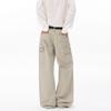 American Retro Trendy Brand Washed Logging Overalls Men's Trend Solid Color Loose Wide-leg Straight Casual Long Pants