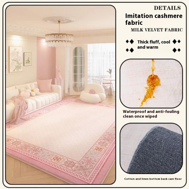 

VIKAMA Summer Pink Premium Feeling Flower Girl Square Rug Pad Soft Comfortable Non-Slip Bedroom Sofa Living Room Home Decor Rugs 100X150CM(3.3X4.9FT