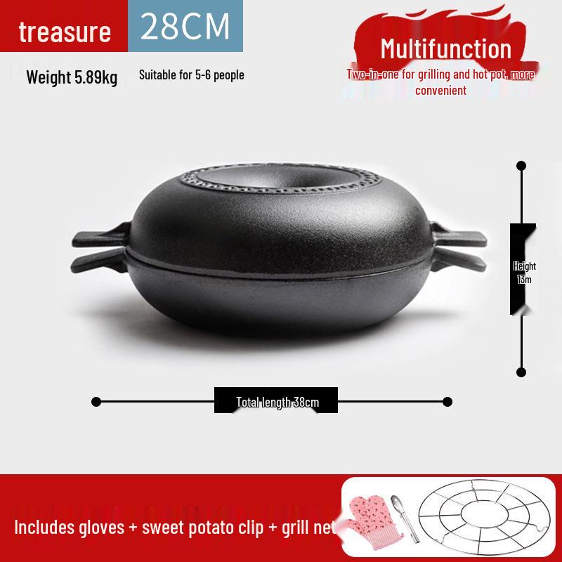Thickened Cast Iron Sweet Potato Roasting Pot and Corn Grill