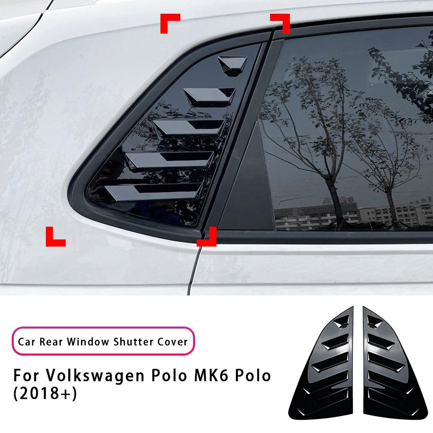 2pcs Car Rear Side Window Trim Spoiler For Volkswagen Polo MK6 Polo 2018+ Window Shutter Cover Louver Air Vents