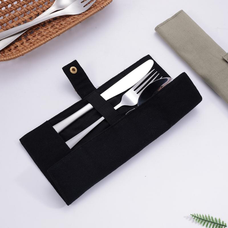 8 Pcs/Set Tableware Travel Cutlery Set 430 Stainless Steel Spoon Fork Chopsticks Straw Brush Portable Case Camping Utensils