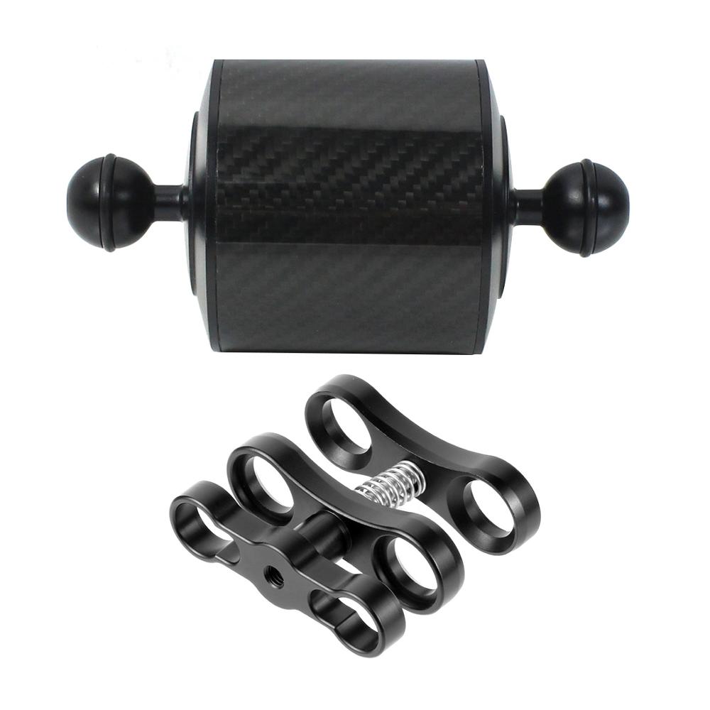 XT-XINTE Underwater Diving Tray Carbon Fiber Float Buoyancy Aquatic Arm D80mm Dual Ball Floating Arm Diving Camera