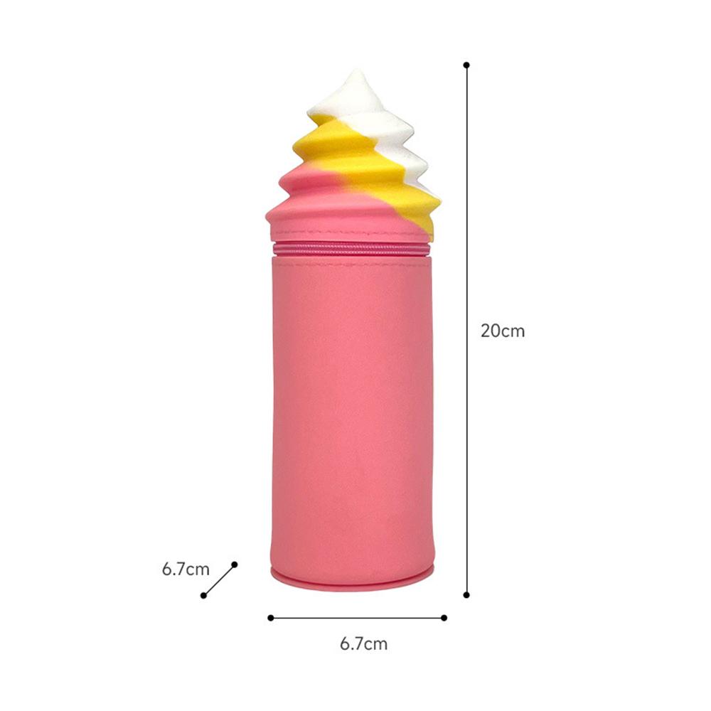 1 PIece Cute Cartoon Kawaii High Capacity Ice Cream Silicon Pen Pencil Bag Cosmetic Pocket School Stationary Case