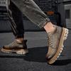 Men's Genuine Leather Retro Large Size Ultra-light Handmade Casual Shoes Men's High-top Ankle Boots
