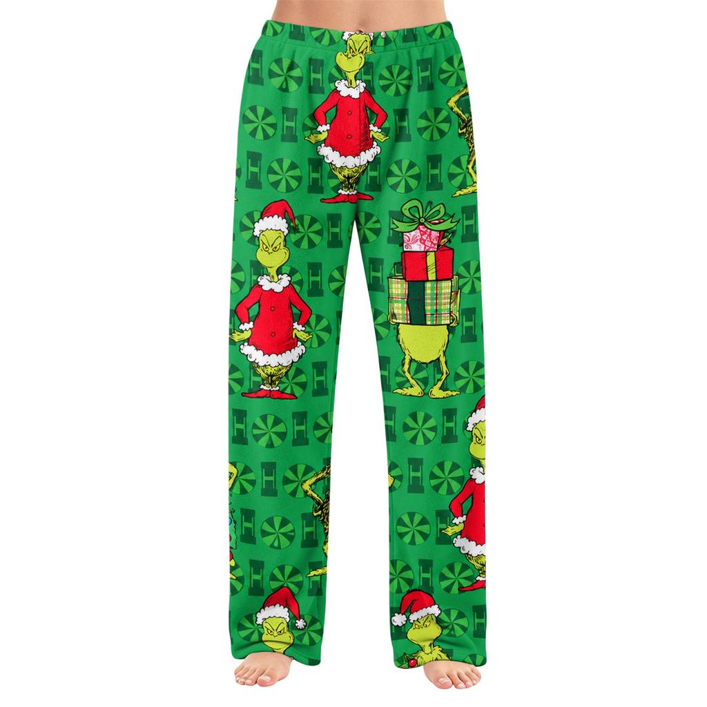 Women's Christmas Print Flannel Pajama Pants Loose Fit Sleep Bottoms for Holiday Lounging
