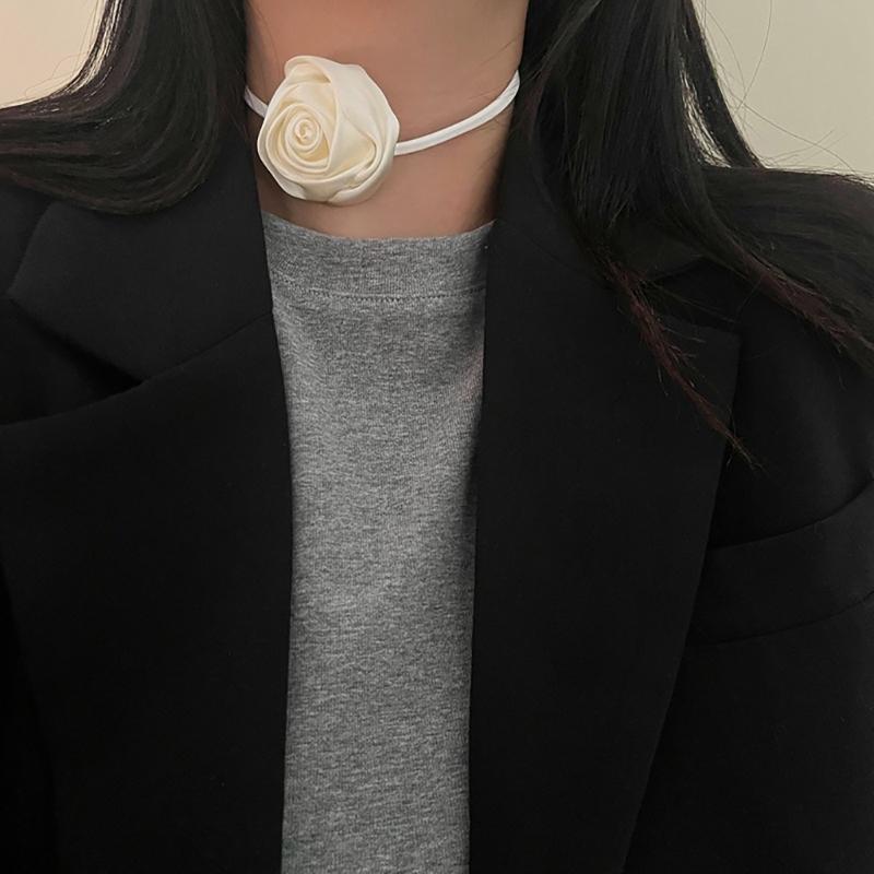 Gothic Elegant Big Rose Flower Clavicle Chain Necklace Women Wedding Bridal Sexy Adjustable Choker Jewelry Y2K Accessory