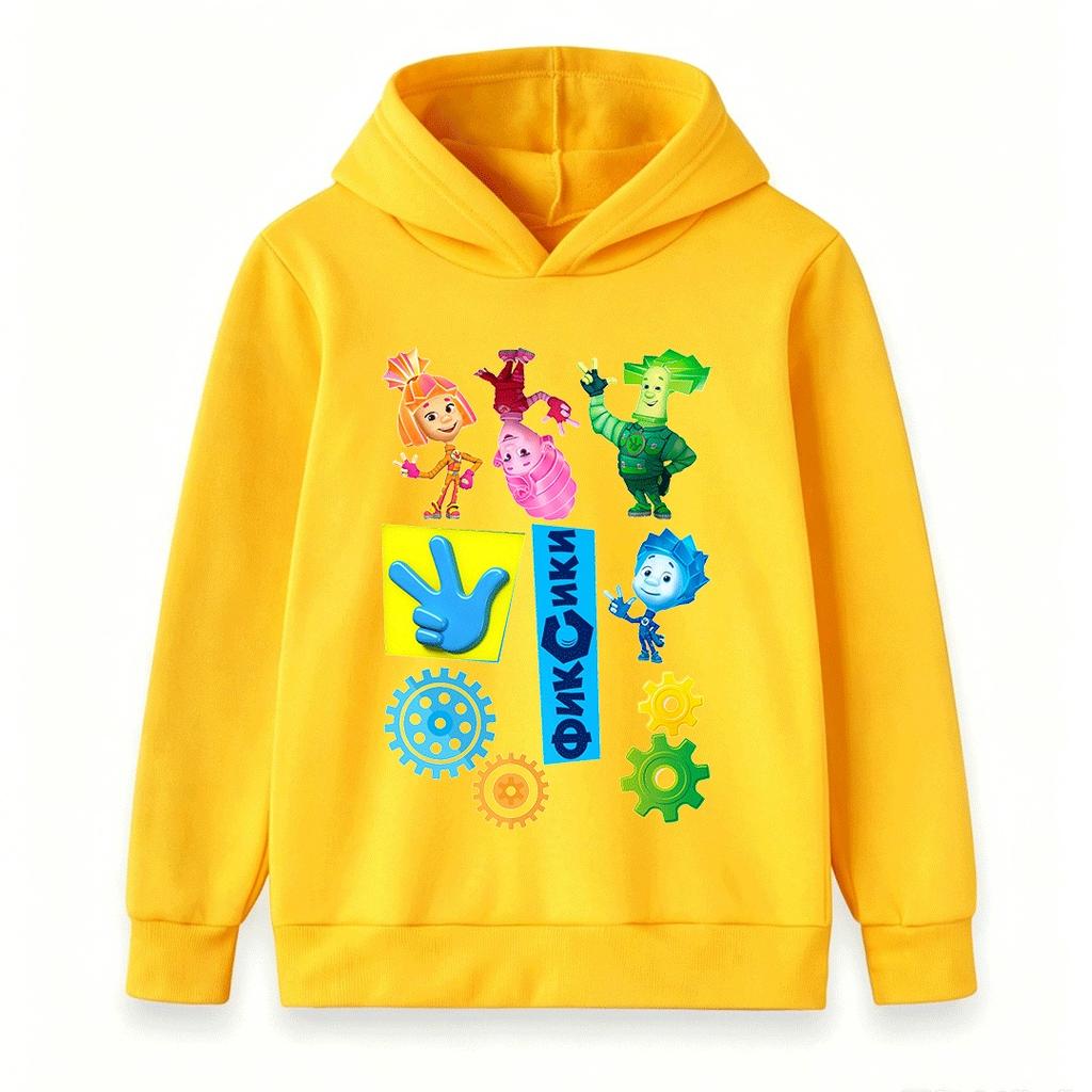 Kids Boys Girls Hoodie Cartoon Character Print Long Sleeve Casual Pullover Sweatshirt for Children Daily Wear