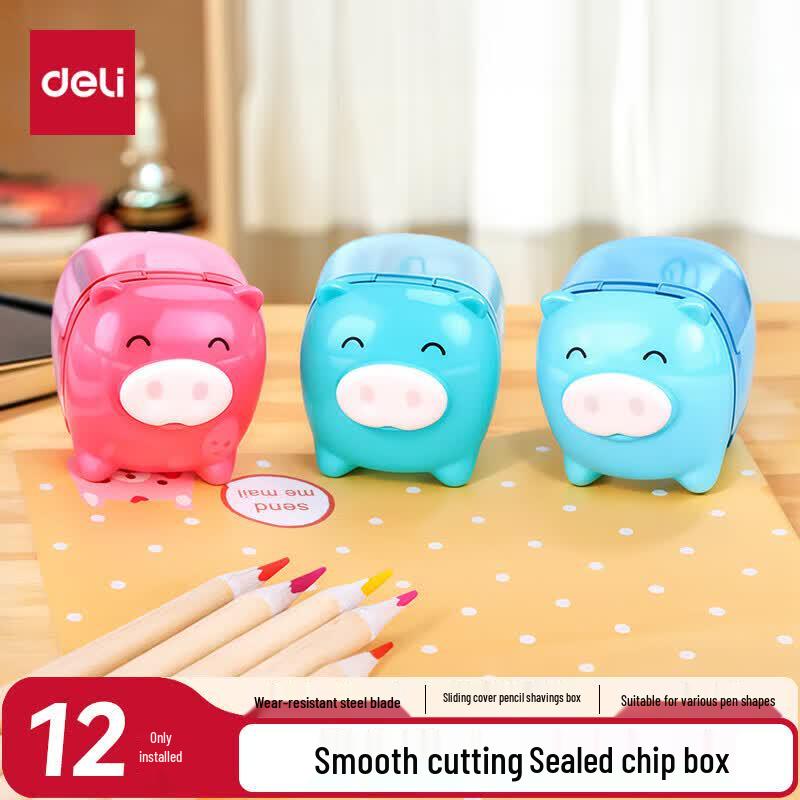 Deli Jumbo Pig Pencil Sharpener 12-Pack