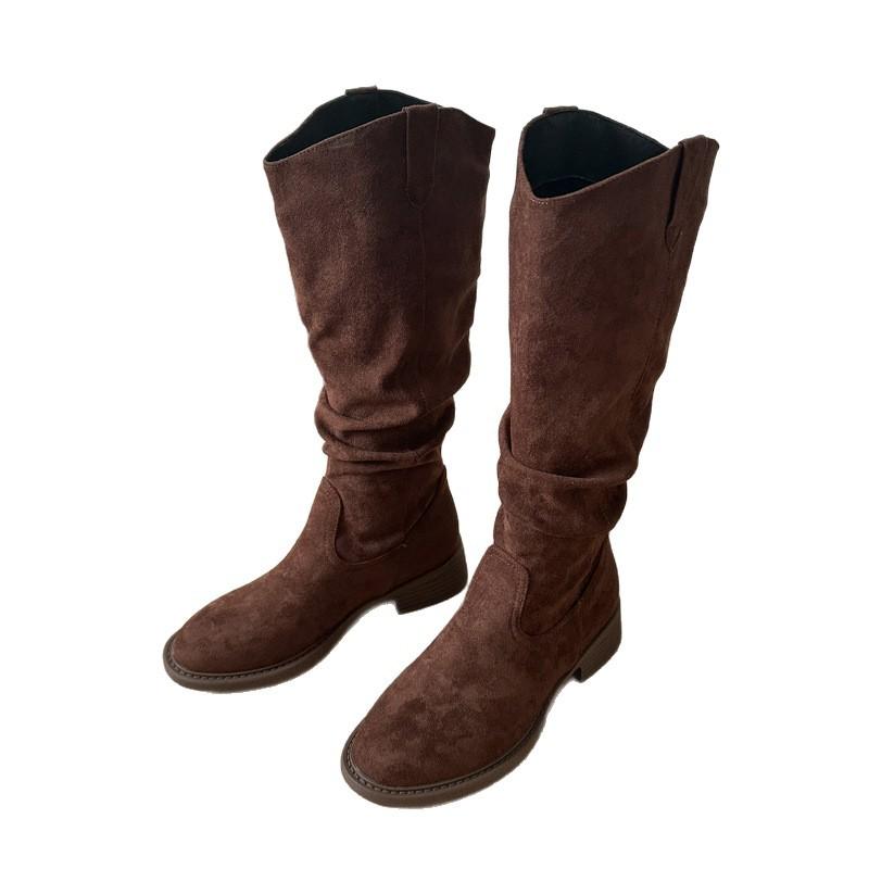 Coarse Heel High Heel Brown Short Boots Children's 2025 New Spring and Autumn Stacking Boots Western Cowboy Sichuan-Tibet High Boots Martin Boots