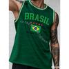 Sommer Mænd GUL BRASIL 10 Print Stribe Rund Hals Afslappet Tanktop Basketball Trøje Vest Kæreste Stil Sport Basketball Vest