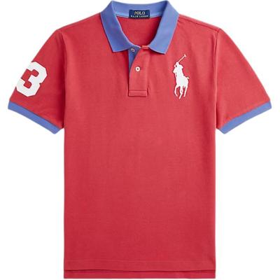 Polo Polohemd Logo Schriftzug Colorblock Kurzarm Kinder Oberteile Rot 323964077-002