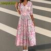 Vestidos Casuales de Manga Larga con Cuello en V para Primavera y Otoño