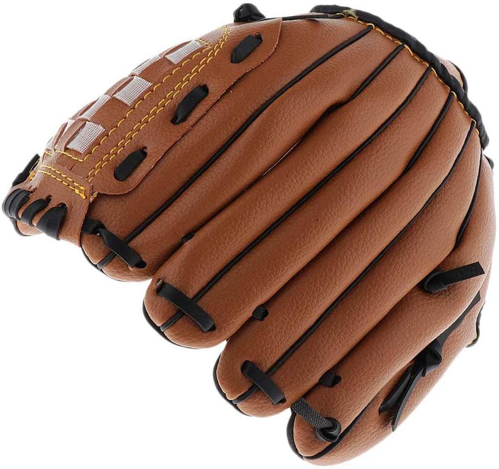 MEOTDEOY Baseball Glove Softball Catch Ball Practice Left Hand Wear Shock Absorption Pad Parent Child Interaction Brown 11.5 Inches