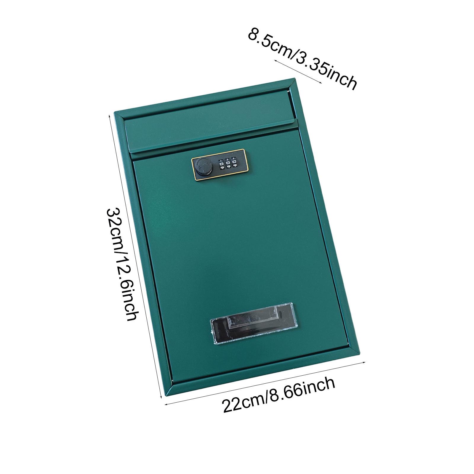 Wall Mounted Locking Mailbox Premium Mail Boxes for Home Outside Residential Security Drop Box Multifunctional Practical зелёный