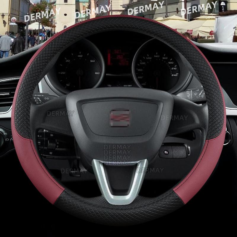 for Seat ibiza 6L 6J 6P 6F KJ1 FR Car Steering Wheel Cover PU Leather Non-slip 9 Colors Auto Accessories Fast Shipping