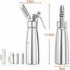 Professional Cream Dispenser, Stainless Steel Siphon 500 Ml, 3 Nozzles