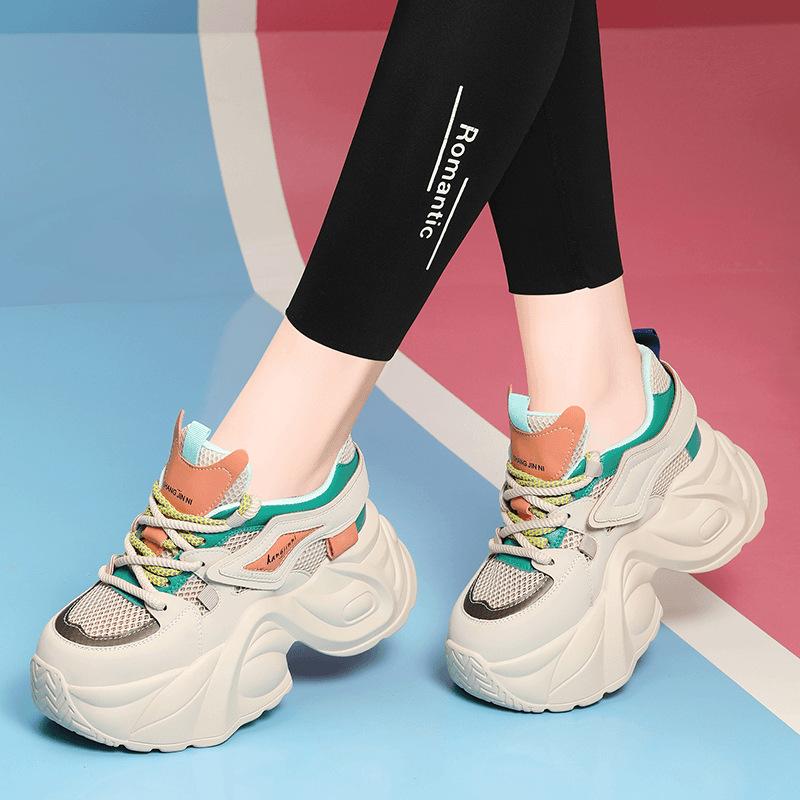 Premium explosion inner height increase dad shoes women's thick sole 9cm summer new small casual little white women's shoes
