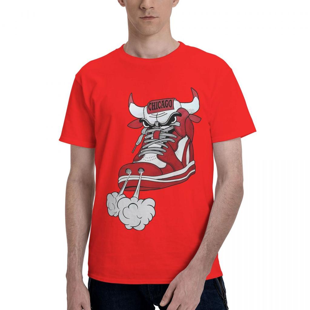 Chicago Shoe Bull Red White Hip Hop 100 Cotton Casual Breathable Confortable Vintage Designer Clothes Men Graphic Tee