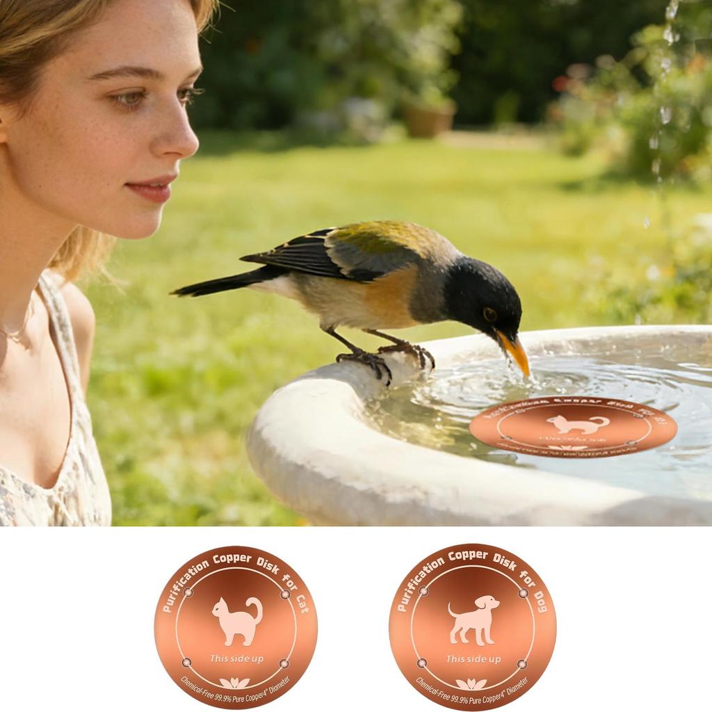10cm Bird Bath Copper Disk Reinforced Natural Copper Tray Outdoor Bird Bath For Pet Food Aviary Finch Monk Parrots Home Garden