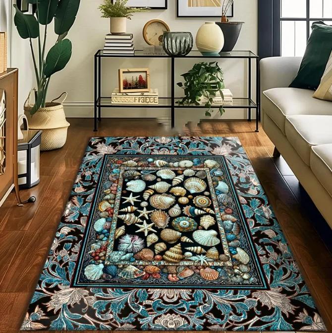 Koi Fish Rug Japanese Inspired Carp Area Rug Bohemian Ocean Floor Mat Living Room Decor Zen Meditation Carpet Unique Gift