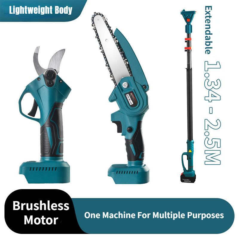 Retractable High Branch Cutting High Branch Saw Rod Set Rechargeable Lithium Electric Chain Saw 21V Outdoor Single Hand Saw