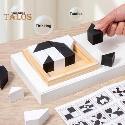 1 Set Verstecktes Puzzle Baustein Spielzeug Denksportaufgabe Schwarz Weiß Holzblock Brettspiel Kleinkinder Farbform Lernen Fokus Training STEM Pädagogisches